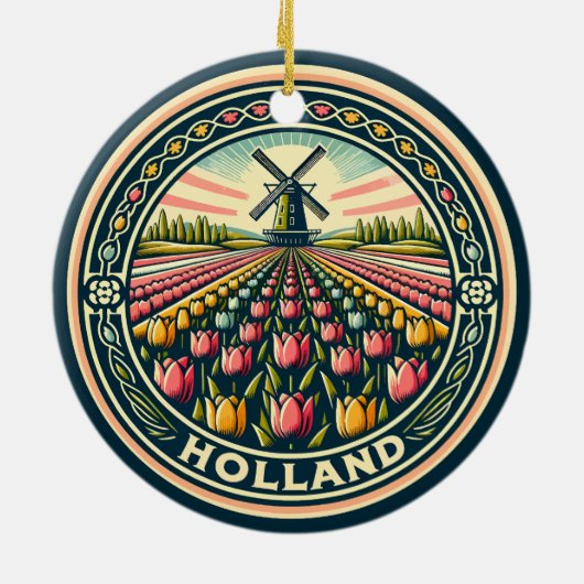 Nederland Reizen Kunst Badge Keramisch Ornament (Achterkant)