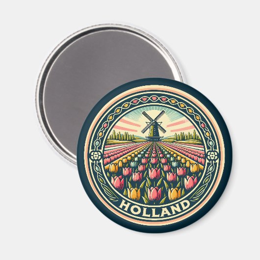 Nederland Reizen Kunst Badge Magneet (Voorkant / Achterkant)