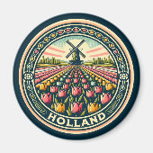 Nederland Reizen Kunst Badge Magneet (Voorkant)
