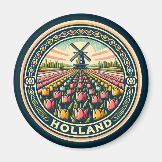 Nederland Reizen Kunst Badge Magneet (Voorkant)