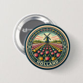 Nederland Reizen Kunst Badge Ronde Button 5,7 Cm (Voorkant /achterkant)