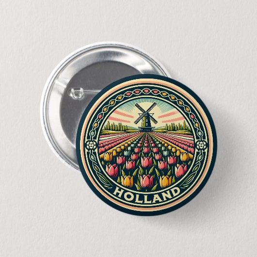 Nederland Reizen Kunst Badge Ronde Button 5,7 Cm (Voorkant /achterkant)