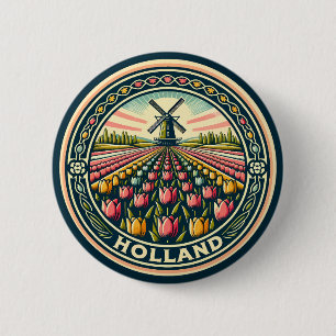 Nederland Reizen Kunst Badge Ronde Button 5,7 Cm