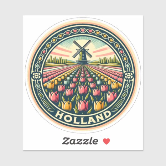 Nederland Reizen Kunst Badge Sticker (Vel)