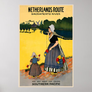 Nederland Route Sacramento Rivier USA Vintage Poster