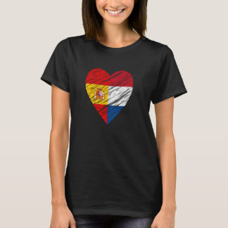 Nederland Spanje Hart Spaanse vlag Vlag Nederlands T-shirt