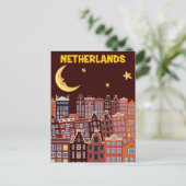 Nederland te nacht briefkaart (Staand voorkant)