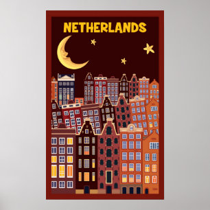 Nederland te nacht poster