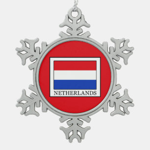 Nederland Tin Sneeuwvlok Ornament