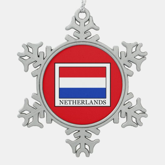 Nederland Tin Sneeuwvlok Ornament (Voorkant)