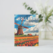 Nederland Travel Art Vintage Briefkaart (Staand voorkant)