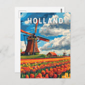 Nederland Travel Art Vintage Briefkaart (Voorkant / Achterkant)