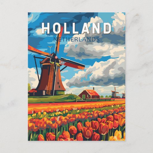 Nederland Travel Art Vintage Briefkaart (Voorkant)