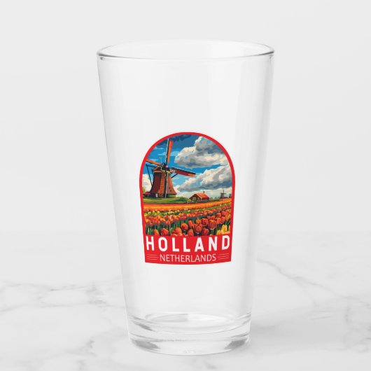 Nederland Travel Art Vintage Glas (Voorkant)