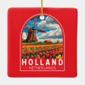 Nederland Travel Art Vintage Keramisch Ornament (Achterkant)