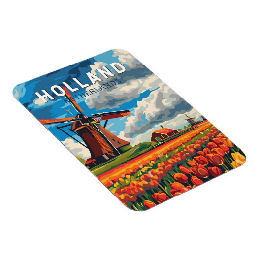 Nederland Travel Art Vintage Magneet (Rechterzijde)