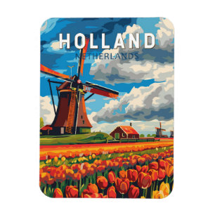 Nederland Travel Art Vintage Magneet