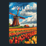 Nederland Travel Art Vintage Poster<br><div class="desc">Holland retro vector reisontwerp. Holland is een regio en voormalige provincie aan de westerne kust van Nederland.</div>