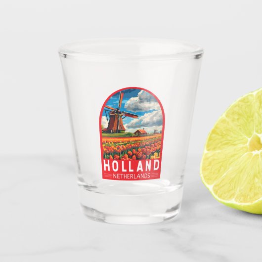 Nederland Travel Art Vintage Shot Glas (Voorkant)