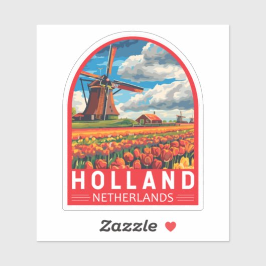 Nederland Travel Art Vintage Sticker (Vel)