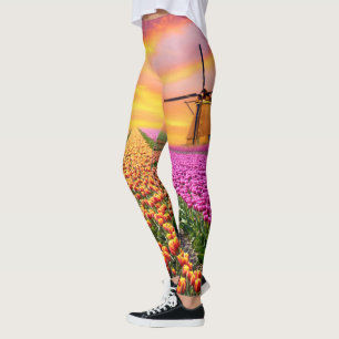 Nederland Tulip-Boerderij met windmolens Leggings