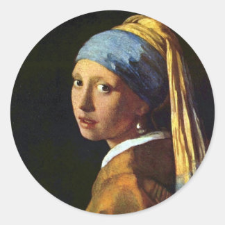 NEDERLAND—Vermeer: Meisje met de parel Ronde Sticker
