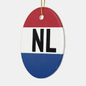 Nederland - vlag en afkorting keramisch ornament (Links)