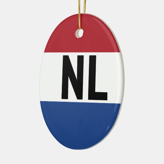 Nederland - vlag en afkorting keramisch ornament (Links)