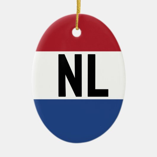 Nederland - vlag en afkorting keramisch ornament (Voorkant)