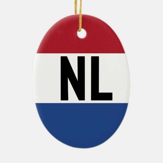 Nederland - vlag en afkorting keramisch ornament (Achterkant)