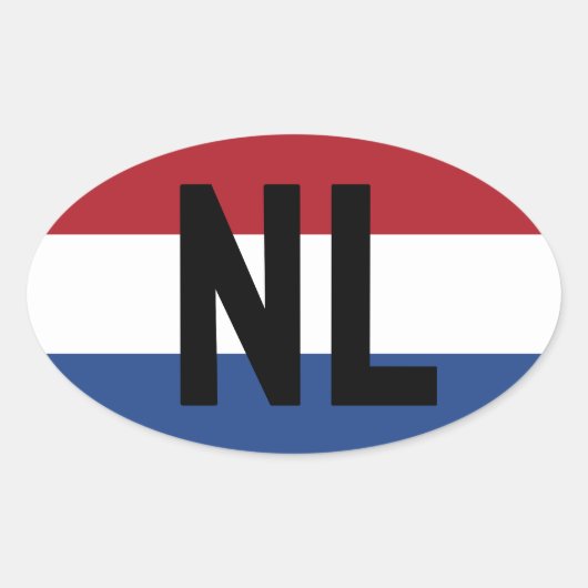 Nederland - vlag en afkorting ovale sticker (Voorkant)