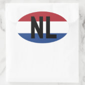 Nederland - vlag en afkorting ovale sticker (Tas)