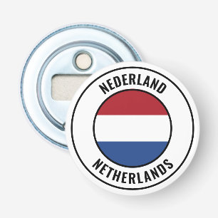 Nederland vlag: groots patriottische bottenopener button flesopener