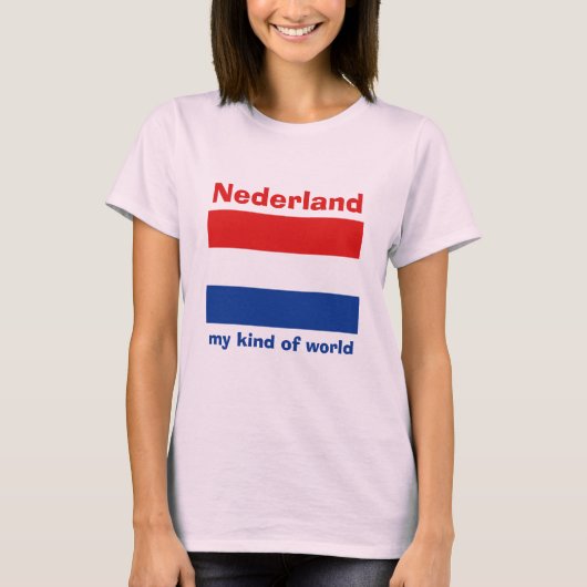 Nederland Vlag + Kaart + Tekst T-shirt (Voorkant)