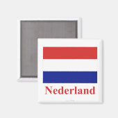 Nederland Vlag met Naam in het Nederlands Magneet (Voorkant / Achterkant)