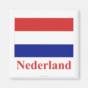 Nederland Vlag met Naam in het Nederlands Magneet