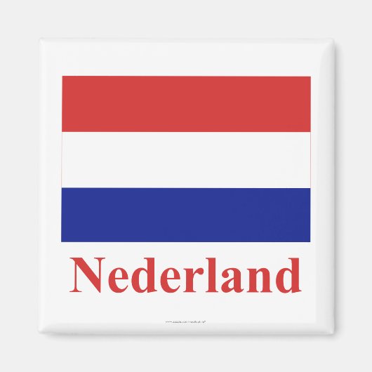 Nederland Vlag met Naam in het Nederlands Magneet (Voorkant)