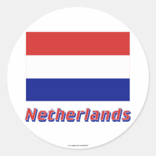 Nederland Vlag met naam Ronde Sticker