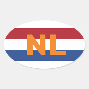 Nederland - vlag/NL Ovale Sticker