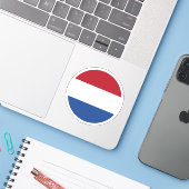 Nederland Vlag Ronde Sticker (Laptop met iPhone)