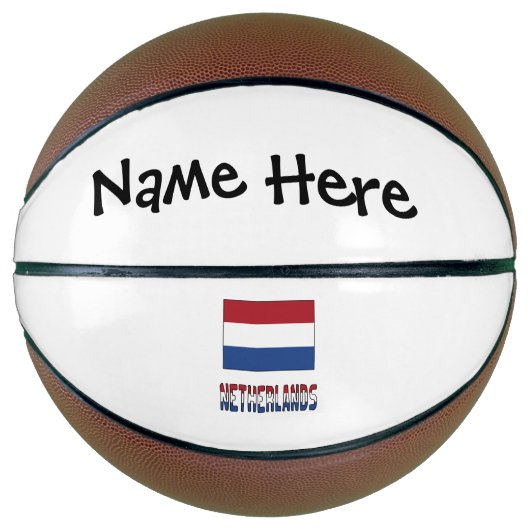 Nederland Vlag Zwart Gepersonaliseerd Basketbal (Voorkant)
