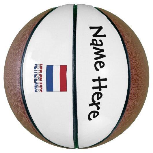 Nederland Vlag Zwart Gepersonaliseerd Basketbal (Verticaal)
