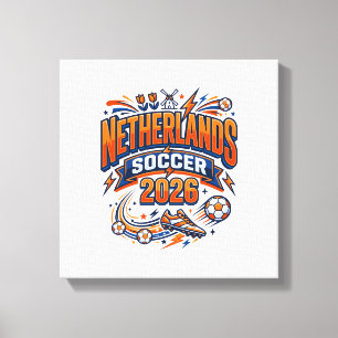 Nederland Voetbal 2026 Voetbal Vet Land Typogr Canvas Afdruk