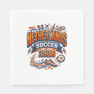 Nederland Voetbal 2026 Voetbal Vet Land Typogr Servet
