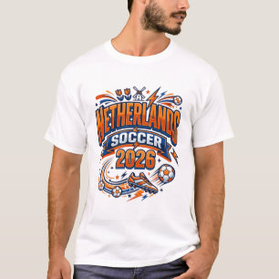 Nederland Voetbal 2026 Voetbal Vet Land Typogr T-shirt