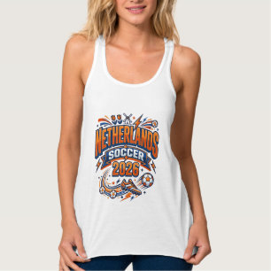 Nederland Voetbal 2026 Voetbal Vet Land Typogr Tanktop