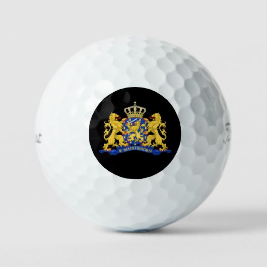 Nederland Wapen op Zwart tpv1 gbcnt Golfballen (Voorkant)