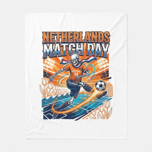 Nederland Wedstrijddag Skeleton Striker Landen Hig Fleece Deken (Voorkant)