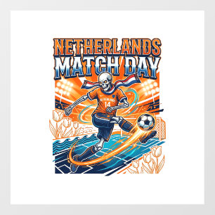 Nederland Wedstrijddag Skeleton Striker Landen Hig Raamsticker