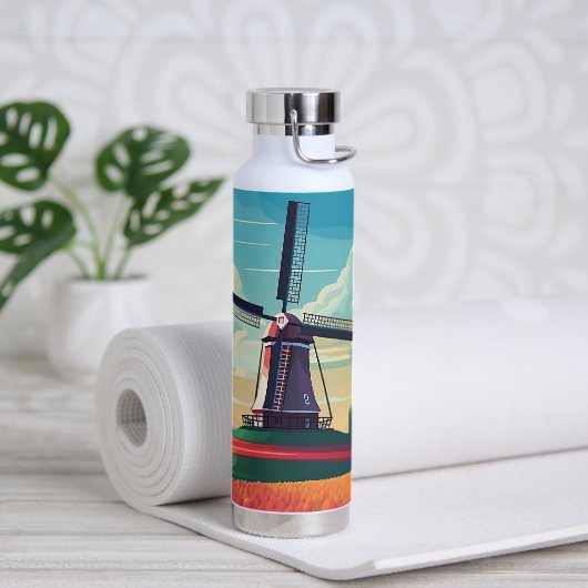 Nederland WIndmill Tulip Field Travel Gift Waterfles (Yoga)